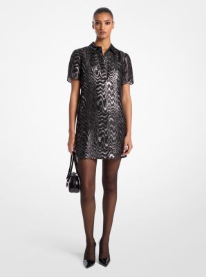 Metallic Moiré Silk Blend T-Shirt Dress image number 0