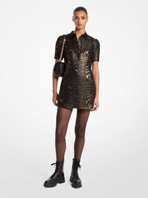 Metallic Moiré Silk Blend T-Shirt Dress image number 0