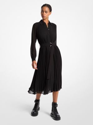 Pleated Georgette Shirtdress