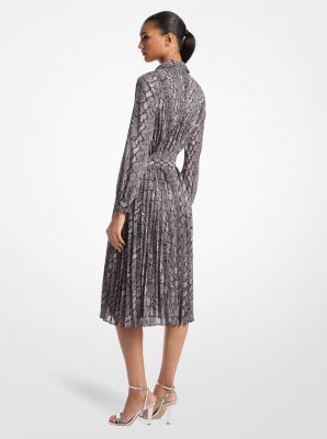 Snake Print Georgette Pleated Shirtdress image number 1