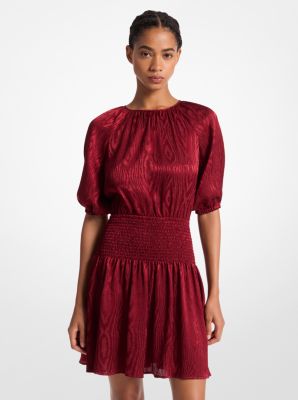 Smocked Moire Jacquard Mini Dress Michael Kors