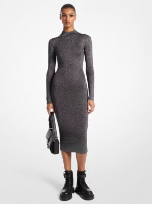 Metallic Knit Mock Neck Dress image number 0