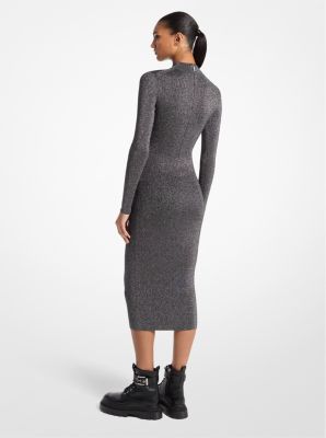 Metallic Knit Mock Neck Dress image number 1