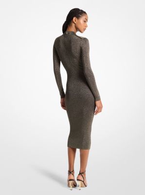 Metallic Knit Mock Neck Dress image number 1