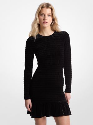Vestido de terciopelo elástico con pliegues image number 0