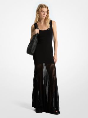 Robe longue transparente en mélange de viscose extensible image number 0