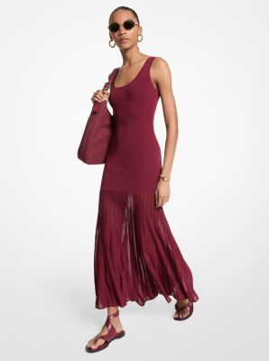 Maxikleid aus durchsichtiger Stretch-Viskosemischung