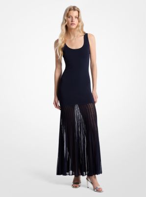 Stretch Viscose Blend Sheer Maxi Dress image number 0