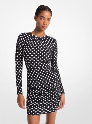 Dot Ruched Stretch Matte Jersey Dress image number 0