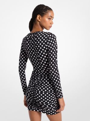 Dot Ruched Stretch Matte Jersey Dress image number 1