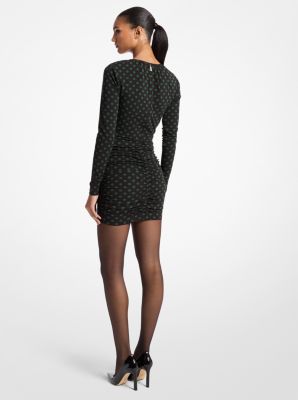 Dot Ruched Stretch Matte Jersey Dress image number 1