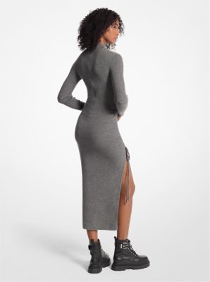 Gerafftes Kleid aus Stretch-Wolle