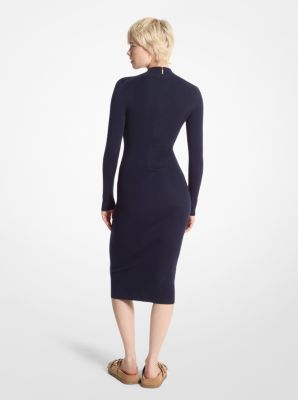 Robe à col cheminée en laine mélangée extensible