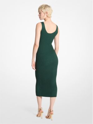 Ribbed Stretch Knit Zip Dress