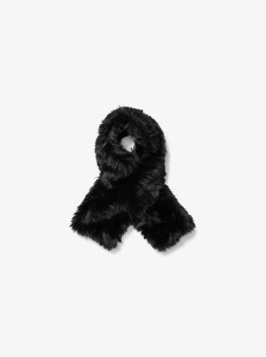 Michael Kors Faux Fur And Wool Scarf In Brown