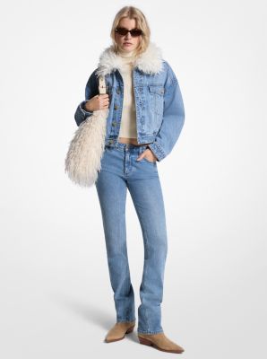 Jeansjacke mit Kragen aus Kunstpelz image number 0