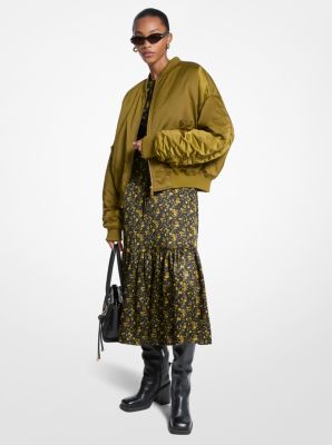 MK Bomberjacke Aus Satin-Ciré - Grün