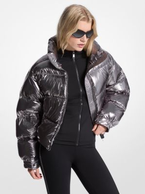 Michael Kors Metallic Nylon Ciré Puffer Jacket