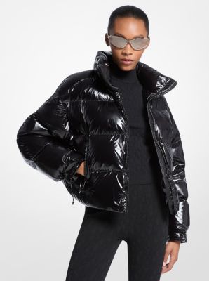 Michael Kors Nylon Ciré Puffer Jacket In Black