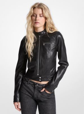 Michael Kors Leather Jacket In Black
