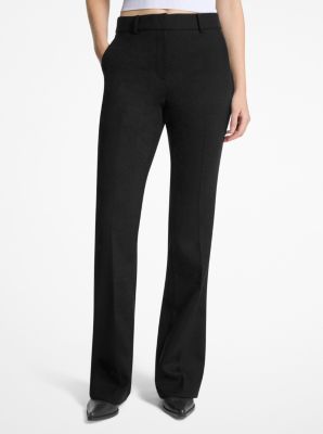 Michael Kors Bootcut Stretch Wool Blend Pants In Black