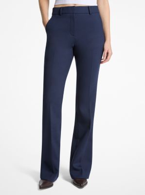 Pantalón de mezcla de lana elástica con corte recto