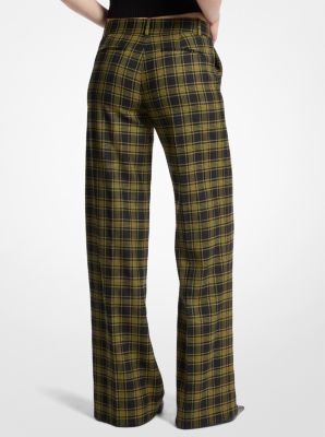 Pantaloni in lana stretch con stampa a quadri image number 1