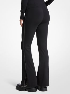 Leggings svasati in nylon stretch con fettuccia con logo in NERO | Michael Kors