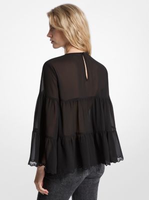 Gestufte Bluse aus Georgette
