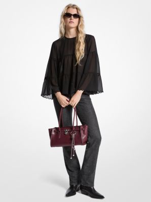 MK Gestufte Bluse Aus Georgette - Schwarz