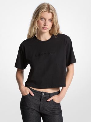 T-Shirt aus Baumwoll-Jersey mit Nieten und Logo