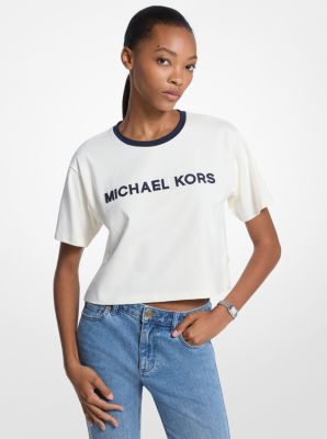 MK T-Shirt Aus Baumwolle Mit Applikation - Natur