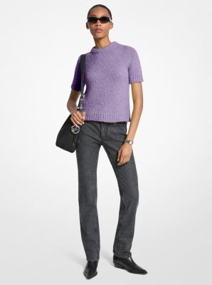 MK Kurzärmliger Pullover Aus Strick - Lila