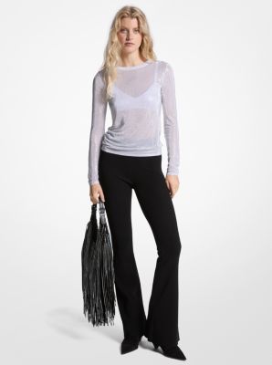 MK Top Aus Mesh Mit Verzierung - Weiss