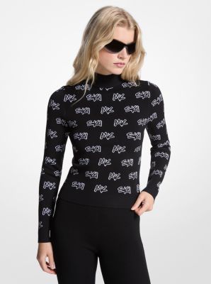 Pullover aus Jacquard mit Ski-Logomuster und Stehkragen in SCHWARZ | Michael Kors