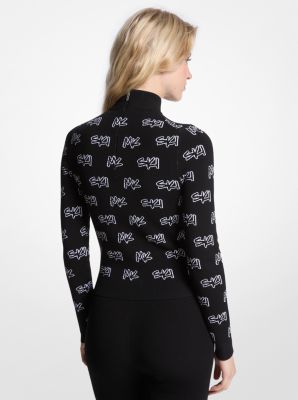 Pullover aus Jacquard mit Ski-Logomuster und Stehkragen in SCHWARZ | Michael Kors