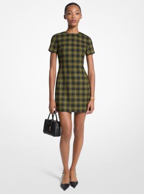 Robe en laine extensible à motif écossais