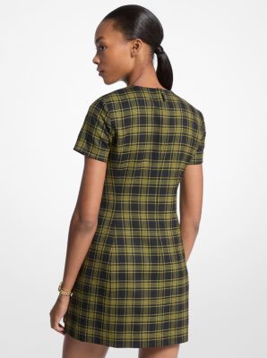 Robe en laine extensible à motif écossais