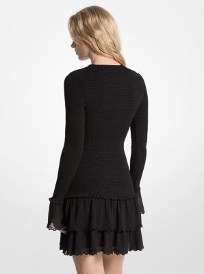 Miniabito in georgette con arricciature e volant image number 1