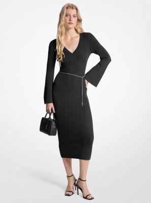 Wool Blend Belted Midi Dress image number 0