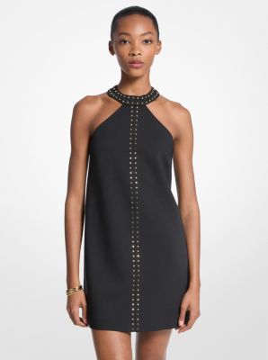 Minikleid mit Neckholder aus Stretch-Krepp mit Nieten image number 0