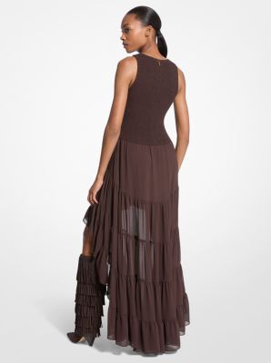 Georgette Smocked High-Low Dress