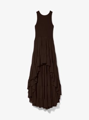 Georgette Smocked High-Low Dress