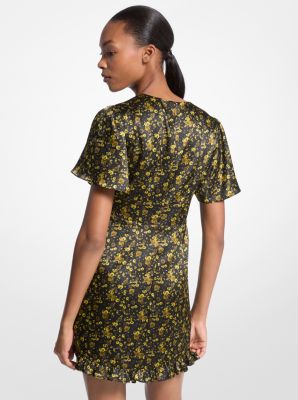 Robe en satin martelé à motif floral