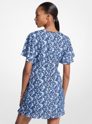 Kleid aus Viskose-Seiden-Gemisch mit Blumenmuster