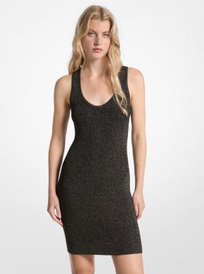 Tanktopkleid aus Rippstrick in Metallic-Optik