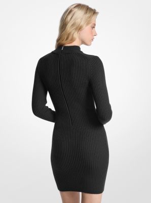 Abito in lana stretch a costine con collo a lupetto image number 1