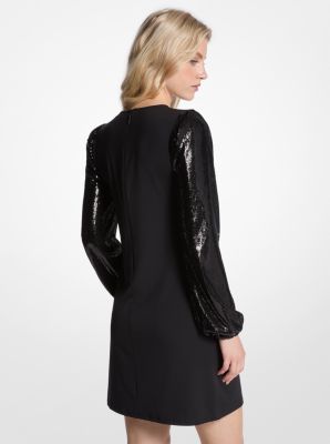 Robe en crêpe et jersey mat à sequins in NOIR | Michael Kors