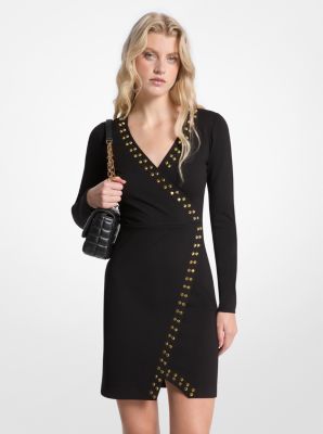 Michael Kors Studded Wrap Dress In Black