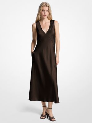 MK Midikleid Aus Satin - Braun